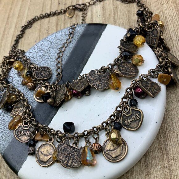 Chico's Asian Spice Two Strands Beaded Faux Amber Necklace - Picture 1 of 5